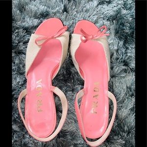 Vintage Prada Pink sling back pumps SZ 35.5